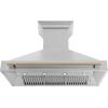 imageZLINE Autograph Edition 48 in Satin Stainless Steel Wall Mount Range Hood with Champagne Bronze Handle 8654SNZ48CB