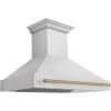 imageZLINE Autograph Edition 48 in Satin Stainless Steel Wall Mount Range Hood with Champagne Bronze Handle 8654SNZ48CB