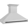 imageZLINE Autograph Edition 48 in Satin Stainless Steel Wall Mount Range Hood with Matte Black Handle 8654SNZ48MB