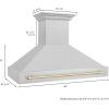 imageZLINE Autograph Edition 48 in Satin Stainless Steel Wall Mount Range Hood with Polished Gold Handle 8654SNZ48G