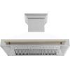 imageZLINE Autograph Edition 48 in Satin Stainless Steel Wall Mount Range Hood with White Matte Shell and Champagne Bronze Handle 8654SNZWM48CB