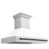 imageZLINE Autograph Edition 48 in Satin Stainless Steel Wall Mount Range Hood with White Matte Shell and Matte Black Handle 8654SNZWM48MB