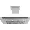 imageZLINE Autograph Edition 48 in Satin Stainless Steel Wall Mount Range Hood with White Matte Shell and Matte Black Handle 8654SNZWM48MB