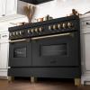 imageZLINE Autograph Edition 60 in 74 cu ft Legacy Dual Fuel Range with 9 Burner Gas Cooktop and 2 Electric Convection Ovens in Black Stainless Steel and Champagne Bronze Accents RABZ60CB