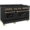 imageZLINE Autograph Edition 60 in 74 cu ft Legacy Dual Fuel Range with 9 Burner Gas Cooktop and 2 Electric Convection Ovens in Black Stainless Steel and Champagne Bronze Accents RABZ60CB
