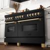 imageZLINE Autograph Edition 60 in 74 cu ft Legacy Dual Fuel Range with 9 Burner Gas Cooktop and 2 Electric Convection Ovens in Black Stainless Steel and Polished Gold Accents RABZ60G