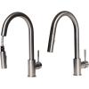 imageZLine GEMKFBN Gemini Pull Down Kitchen Faucet Brushed Nickel High Arc Spout PVD Technology Powerful Spray Options 360Degree Swivel Technology Lockin Design