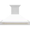 image48quot ZLINE Autograph Edition Stainless Steel Range Hood with White Matte Shell and Polished Gold Handle
