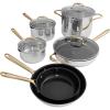 imageZLINE 10Piece NonToxic Stainless Steel with 3Piece Nonstick Ceramic Cookware Set CWSETLNS10