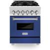 imageZLINE 24 in 28 cu ft Legacy Dual Fuel Range with 4 Burner Gas Cooktop and Electric Convection Oven in Stainless Steel and Blue Matte Door RABM24