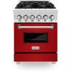 imageZLINE 24 in 28 cu ft Legacy Dual Fuel Range with 4 Burner Gas Cooktop and Electric Convection Oven in Stainless Steel and Red Gloss Door RARG24