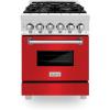 imageZLINE 24 in 28 cu ft Legacy Dual Fuel Range with 4 Burner Gas Cooktop and Electric Convection Oven in Stainless Steel and Red Matte Door RARM24
