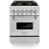 imageZLINE 24 in 28 cu ft Legacy Dual Fuel Range with Gas Cooktop and Electric Convection Oven in Stainless Steel with 4 Brass Burners RABR24