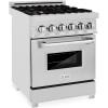imageZLINE 24 in Professional 28 cu ft 4 Dual Fuel Range in DuraSnow Stainless Steel with Brass Burners RASSNBR24