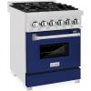 imageZLINE 24quot 28 cu ft Dual Fuel Range with Gas Stove and Electric Oven in DuraSnow Stainless Steel and Blue Gloss Door RASBG24
