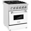 imageZLINE 24quot 28 cu ft Dual Fuel Range with Gas Stove and Electric Oven in DuraSnow Stainless Steel and White Matte Door RASWM24