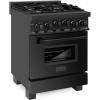 imageZLINE 24quot 28 cu ft Range with Gas Stove and Gas Oven in Black Stainless Steel RGB24