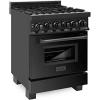 imageZLINE 24quot Black Stainless Steel 60 cuft 7 Gas BurnerElectric Oven Range