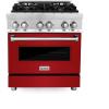 imageZLINE 30 in 40 cu ft Legacy Dual Fuel Range with 4 Burner Gas Cooktop and Electric Convection Oven in Stainless Steel and Red Gloss Door RARG30