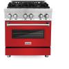 imageZLINE 30 in 40 cu ft Legacy Dual Fuel Range with 4 Burner Gas Cooktop and Electric Convection Oven in Stainless Steel and Red Matte Door RARM30