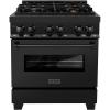 imageZLINE 30 in 40 cu ft Legacy Dual Fuel Range with Gas Cooktop and Electric Convection Oven in Black Stainless Steel with 4 Brass Burners RABBR30