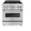 imageZLINE 30 in 40 cu ft Legacy Dual Fuel Range with Gas Cooktop and Electric Convection Oven in Stainless Steel with 4 Brass Burners RABR30