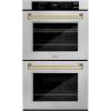 imageZLINE 30 in Autograph Edition Professional True Convection Double Wall Oven with Air Fry and Self Clean in Satin Stainless Steel with Champagne Bronze Handles WADSZ30CB