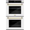 imageZLINE 30 in Autograph Edition Professional True Convection Double Wall Oven with Air Fry and Self Clean in Satin Stainless Steel with White Matte Doors and Champagne Bronze Handles WADSZWM30CB