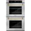 imageZLINE 30 in Autograph Edition Professional True Convection Double Wall Oven with Air Fry and Self Clean in Stainless Steel with Champagne Bronze Handles WADZ30CB