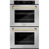 imageZLINE 30 in Autograph Edition Professional True Convection Double Wall Oven with Air Fry and Self Clean in Stainless Steel with Polished Gold Handles WADZ30G