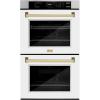 imageZLINE 30 in Autograph Edition Professional True Convection Double Wall Oven with Air Fry and Self Clean in Stainless Steel with White Matte Doors and Polished Gold Handles WADZWM30G