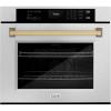 imageZLINE 30 in Autograph Edition Professional True Convection Single Wall Oven with Air Fry and Self Clean in Satin Stainless Steel with Champagne Bronze Handle WASSZ30CB