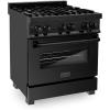 imageZLINE 30quot 40 cu ft Dual Fuel Range with Gas Stove and Electric Oven in Black Stainless Steel RAB30