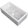 imageZLINE 30quot Turin Farmhouse Apron Front Reversible Single Bowl Fireclay Kitchen Sink with Bottom Grid in White Gloss FRC5117WH30