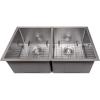 imageZLINE 33 in Anton Undermount Double Bowl Satin Stainless Steel Kitchen Sink with Bottom Grid SR50D33S