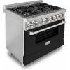 imageZLINE 36 in 46 cu ft Legacy Dual Fuel Range with 6 Burner Gas Cooktop and Electric Convection Oven in Stainless Steel and Black Matte Door RABLM36
