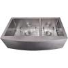 imageZLINE 36 in Courchevel Farmhouse Apron Mount Double Bowl Satin Stainless Steel Kitchen Sink with Bottom Grid SA60D36S