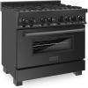 imageZLINE 36quot Black Stainless 46 cuft 6 Gas BurnerElectric Oven Range RAB36