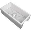 imageZLINE 36quot Venice Farmhouse Apron Front Reversible Single Bowl Fireclay Kitchen Sink with Bottom Grid in White Gloss FRC5122WH36