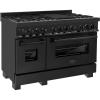 imageZLINE 48quot 60 cu ft Dual Fuel Range with Gas Stove and Electric Oven in Black Stainless Steel with Brass Burners RAB48