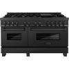 imageZLINE 60 in 74 cu ft Legacy Dual Fuel Range with 9 Burner Gas Cooktop and 2 Electric Convection Ovens in Black Stainless Steel RAB60