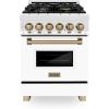 imageZLINE Autograph 24quot Legacy Dual Fuel Range w 4 Burners ampamp White ampamp Bronze Accents RAZWM24CB