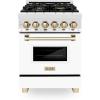 imageZLINE Autograph 24quot Legacy Dual Fuel Range w 4 Burners ampamp White ampamp Gold Accents RAZWM24G