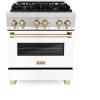 imageZLINE Autograph 30quot Legacy Dual Fuel Range w 4 Burners ampamp White ampamp Gold Accents RAZWM30G