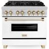 imageZLINE Autograph 36quot Legacy Dual Fuel Range w 6 Burners ampamp White ampamp Gold Accents RAZWM36G