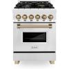 imageZLINE Autograph Edition 24 in 28 cu ft Legacy Dual Fuel Range with 4 Burner Gas Cooktop and Electric Convection Oven in Stainless Steel and Champagne Bronze Accents RAZ24CB