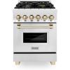 imageZLINE Autograph Edition 24 in 28 cu ft Legacy Dual Fuel Range with 4 Burner Gas Cooktop and Electric Convection Oven in Stainless Steel and Polished Gold Accents RAZ24G