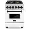 imageZLINE Autograph Edition 24 in 28 cu ft Legacy Dual Fuel Range with 4 Burner Gas Cooktop and Electric Convection Oven in Stainless Steel with White Matte Door and Matte Black Accents RAZWM24MB