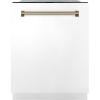 imageZLINE Autograph Edition 24quot 3rd Rack Top Touch Control Tall Tub Dishwasher in White Matte with Champagne Bronze Handle 51dBa DWMTZWM24CB