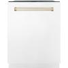 imageZLINE Autograph Edition 24quot 3rd Rack Top Touch Control Tall Tub Dishwasher in White Matte with Gold Handle 51dBa DWMTZWM24G
